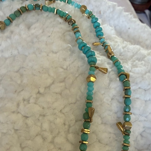 Stella & Dot Turquoise and Gold Beaded Necklace - Picture 10 of 13